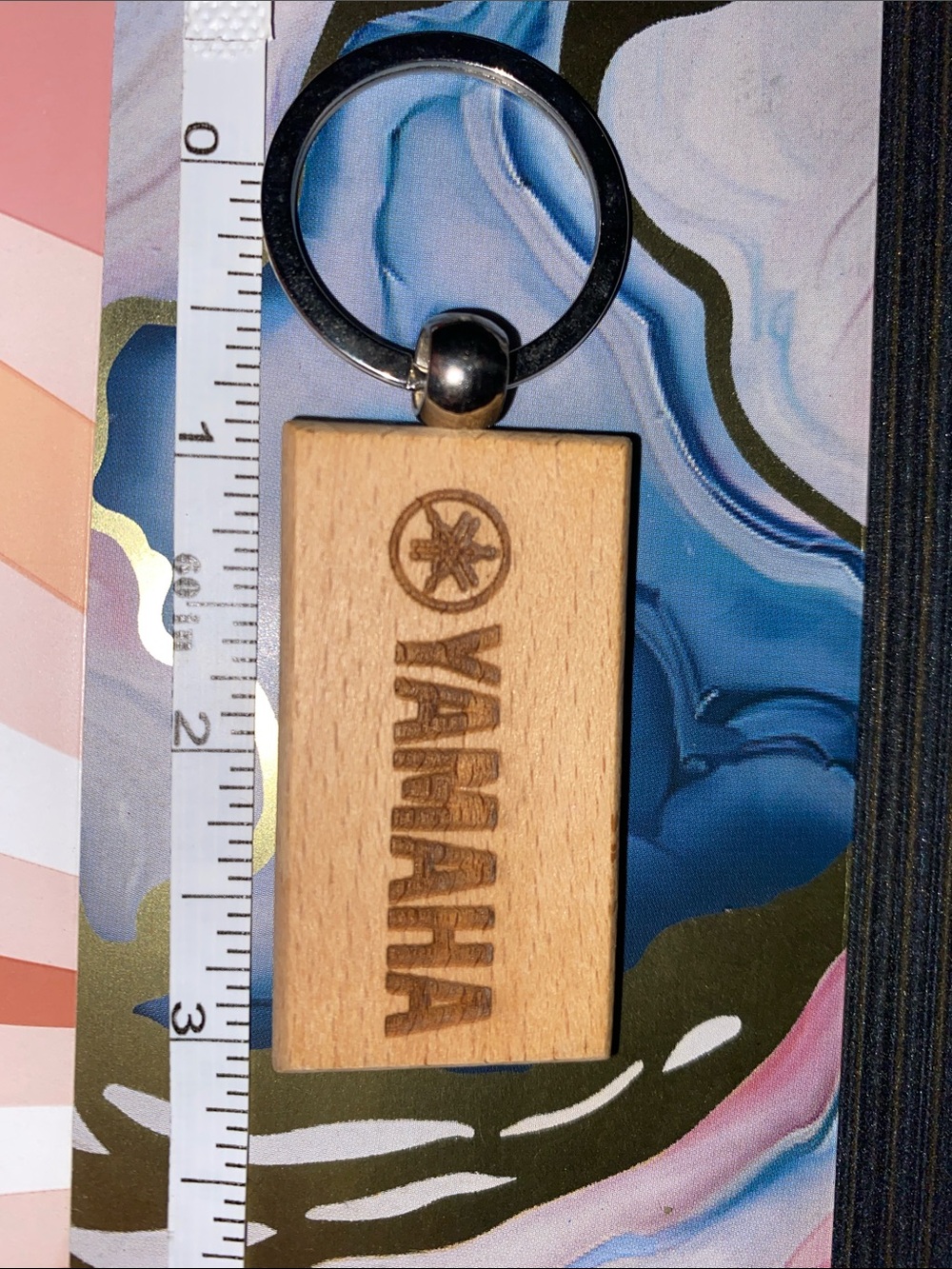 Yamaha Wood Keychain - Natural Brown with Silver Ring